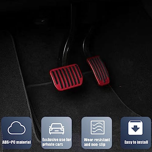 CGEAMDY 2 pcs Universal Auto Aluminum Pedal Covers, Durable Non-Slip Foot Pedals Pads, Brake Accelerator Pedal Covers Aluminum Car Accessories Suitable for Foot Pedal Pad Replacement(Red) - Image 3