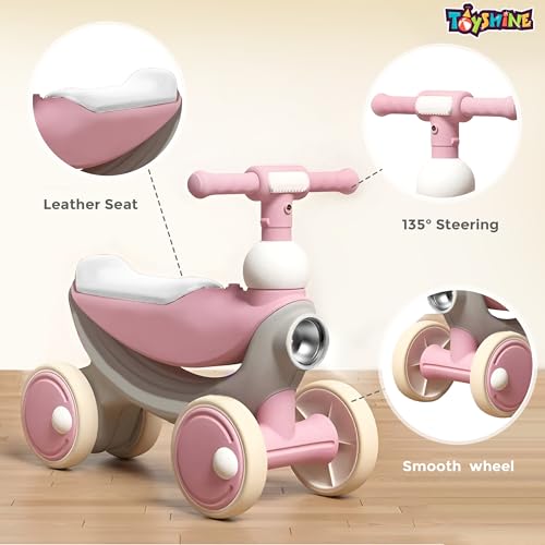 Image of Toyshine Musical Twist Scooter for Kids | Light Up Ride-On Car, Fun Twisting Bike with Music & LED Wheels for Kids Boys Girls Age 1-3 (Pink Mushroom)