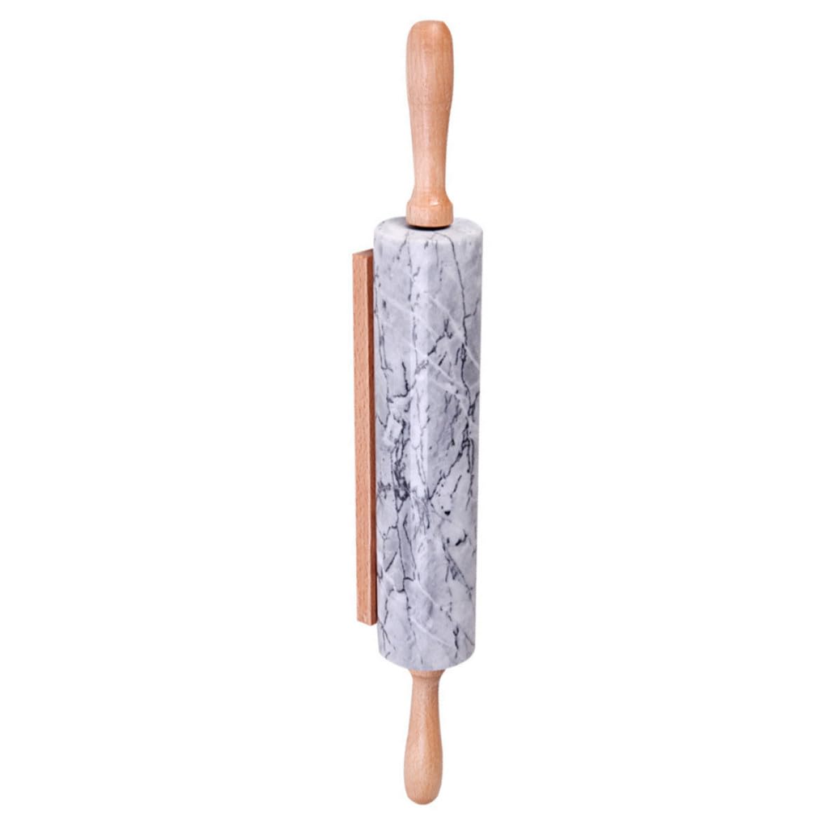 jojofuny Rodillo de Amasar de Mármol Mango de Madera, Multiusos y Práctico para Cocina y Repostería, Diseño Simple y Elegante
