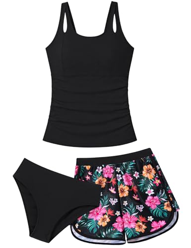 Image of TUONROAD Girls 3pcs Tankini Swimsuit Size 11-16 Bathing Suits for Teens