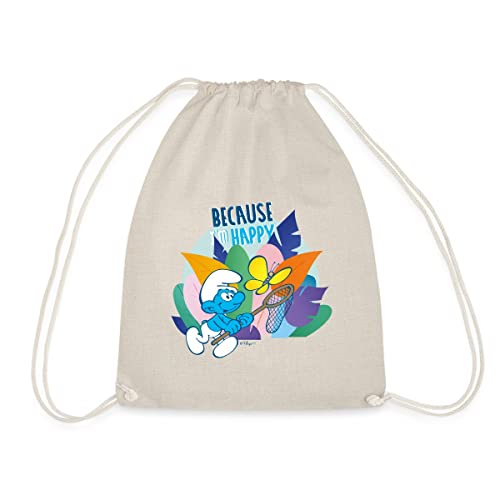 Spreadshirt® Les Schtroumpfs Because I'm Happy Bonne Humour Sac À Dos Cordon, Nature
