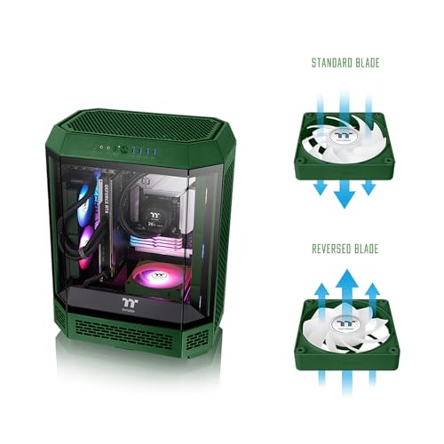 Image of Thermaltake CT120 EX Reverse ARGB Sync PC Cooling Fan 3 Pack, 500~2000 RPM, 5V Mobo Sync, 16.8 Million Colors 9 LEDs, MagForce 2.0 Connectors, Hydraulic Bearing, Racing Green, CL-F226-PL12RG-A