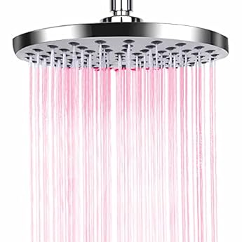 Foto di Vetrineinrete® Soffione doccia con led rgb rotondo Ø 20 cm per cromoterapia doccia emozionale doccetta multicolore argento