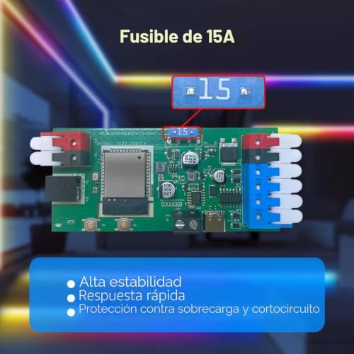 Controlador LED WiFi ESP32 WLED de 15A para tiras RGB inteligentes 8