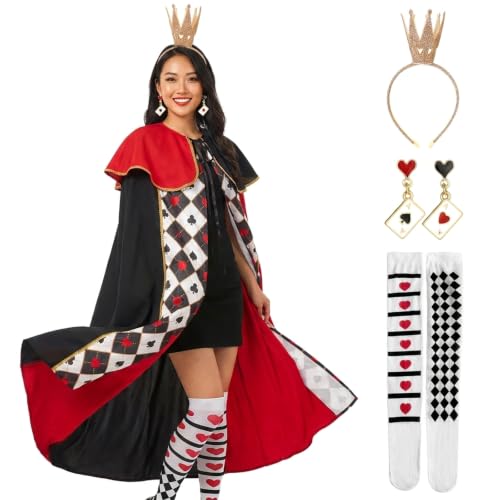 Wrodeeph Queen of Hearts Cape Costume for Halloween Parties