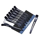 8 Stück Haarklammern Friseurbedarf ● Haarclips zum Stylen und Schneiden ● Hair Clip mit Silikonband ● Abteilklammern Friseur ● Haarklammern Klein für Dickes & Dünnes Haare(schwarz)