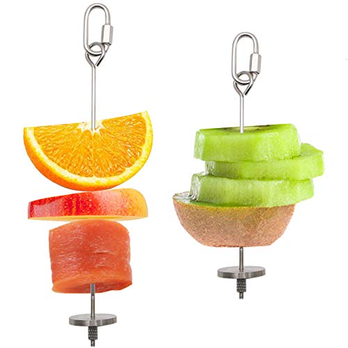 Bird Food Holder, Bird Feeders, Stainless Steel Parrot Fruit Vegetable Stick Holder, Foraging Toy, Bird Treat Skewer, 2 Pack