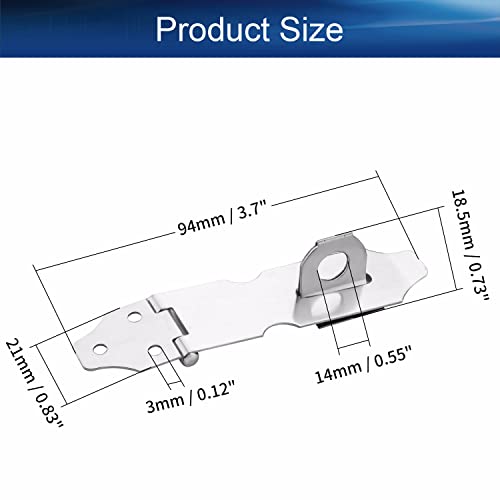 Image of Hasp Staple Padlock Latch,94mm Length,Stainless Steel Furniture Cupboard Door Stainless Steel Silver Tone 5pcs