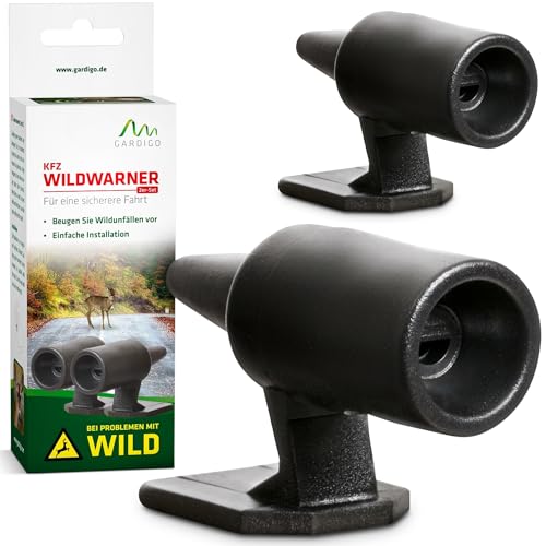 GARDIGO® Wildwarner für Auto - 2er Set | Auto Zubehör zum Schutz vor Wildunfall und Wildschaden | Wildschreck gegen Hirsch Reh Hase Fuchs Wildschwein | Selbstklebender Unfallschutz Signalpfeife