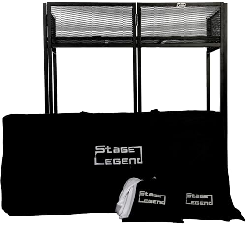 Stage Legend SL-8006 DJ Booth Foldable - DJ Table Stand with Carry Bag - DJ Stand for Decks with Corner Shelf and 2 Scims - Portable DJ Desk for your Equipment
