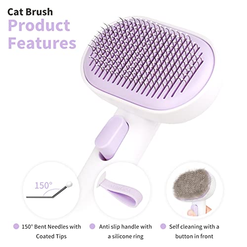 Image of aumuca Cat and Dog Grooming Brush for Shedding, Removes Loose Fur from Long or Short Haired Pets - Ideal for Cats, Kittens, Rabbits, and More - Purple
