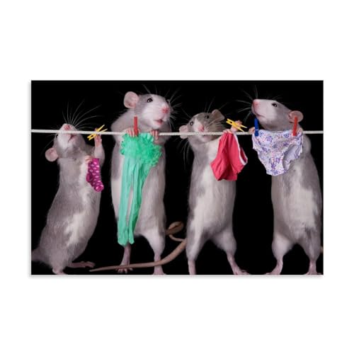 YAPING Póster divertido de animales salvajes para secar ropa interior con diseño de ratón, 20 x 30 cm