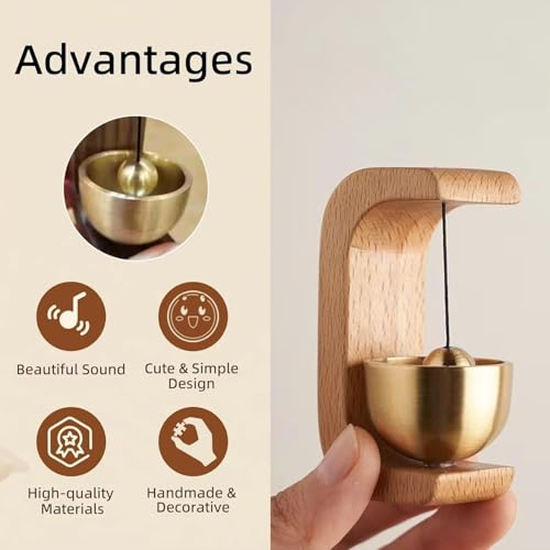Wooden Magnetic Door Bell Chime – Brass Shopkeeper Entry Alert for Small Doors, Wall Mount Classic Sound Bell, Decorative Vintage Doorbell for Home, Office & Store Use - Image 2