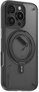 Mr. Gorilla iPhone 15 Pro Max Uyumlu MagSafe Destekli 360  D nen Metal Standl  Mat K l f, Siyah