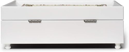 Miniatura 3 de Roman Cajas de música Acabado blanco perlado madre con perla joya, caja de música de cuerda con movimiento musical Sankyo, forro de terciopelo, se