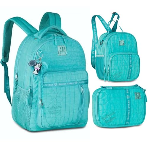 Kit Mochila Grande De Costa 19' Rebecca Bonbon Lancheira Estojo Original (Azul)