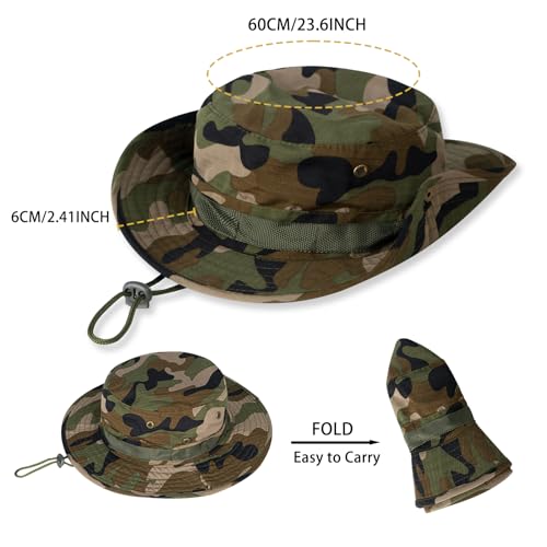 Image of Sun Hats for Men Women Boonie Hat UPF 50+ Bucket Hat Wide Brim UV Protection Fishing Hiking Safari Outdoor Hats