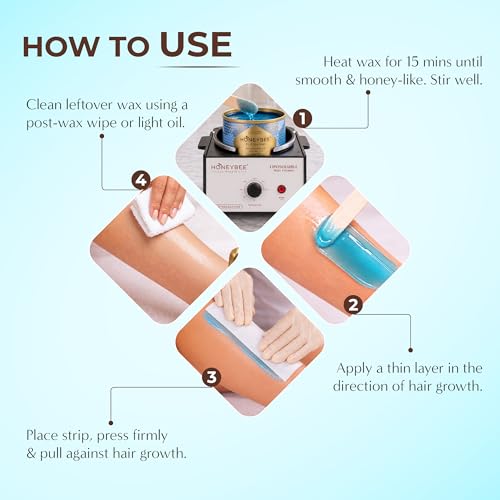 Image of Honeybee Marine Ocean Liposoluble Gel Wax Hair Removal Kit | Gel Wax with Wax Strips & Spatula | Smooth Salon-Like Waxing at Home | Suitable for Arms, Legs & Body