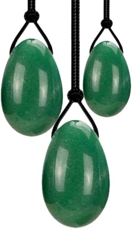 3pcs Egg Set Natural Nephrite Jade Massager for Women Muscle Tightening Drilled Massage Stone Exercise Tools Natural Stone