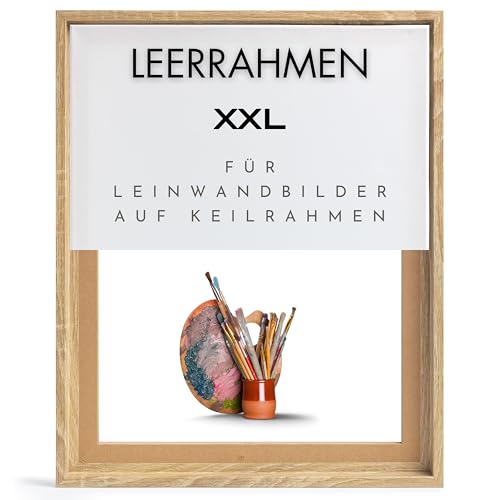NB Akzent Schattenfugenrahmen XXL 80x80 cm - Sonoma Eiche - Leerrahmen mit Tiefeneffekt aus MDF Holz in zerlegter Form – für Leinwandbilder auf Keilrahmen