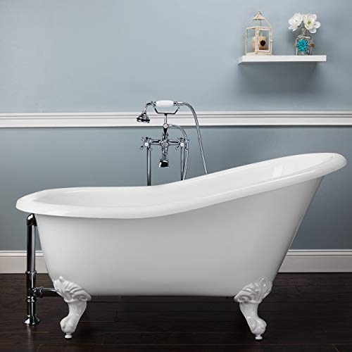 Vintage Tub & Bath Aurora 54 Inch Acrylic Slipper Clawfoot Tub - No Faucet Drillings - Imperial Ball & Claw Feet #TOP5