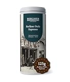 Berliner® Espresso Ganze Bohne mit Doppeldeckeldose (125g) - Seltene Perlbohnen für kräftige, schokoladig-nussige Röstung - Intensiver Genuss im italienischen Espresso-Stil - Aromarad, Feinschmecker