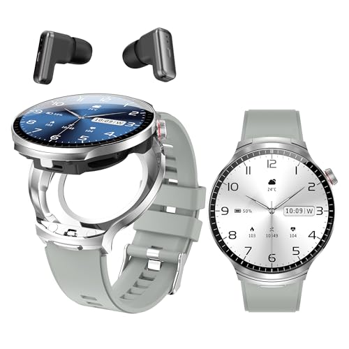 ATEVIX Smart Watch with Earbuds 1.85 HD Display IP67 Waterproof 100 Sports Modes Bluetooth Calling Heart Rate Monitor Round Activity Tracker