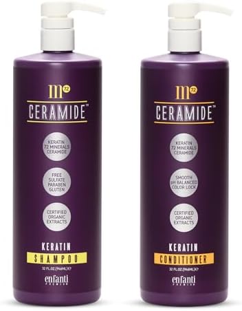 Bioken M72 Ceramide Keratin Shampoo and Conditioner Set – 32 oz 72 Minerals Organic Herb Extracts Moisturizing Strengthen Hair Scalp Care Sulfate Free