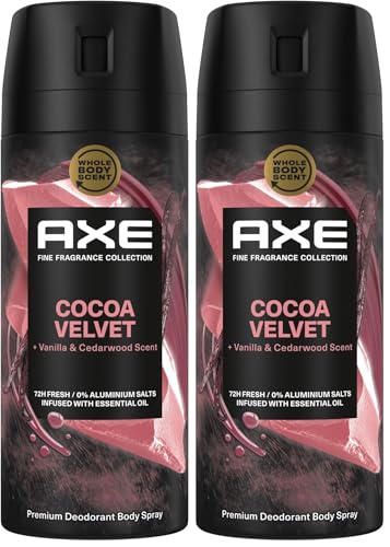 Axe Premium Bodyspray Cocoa Velvet Deo ohne Aluminiumsalze für 72 Stunden Frische 150 ml (Packung mit 2)