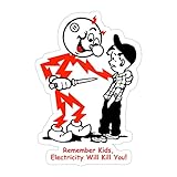 (3 Pcs/Pack) Reddy Kilowatt Electricity Will Kill You 3x4 Inch Vinyl Stickers Decals for Wall Laptop...