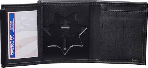 Perfect Fit Shield Wallets CHP California Highway Patrol Hidden Badge Bi-Fold Wallet (Cutout PF-262) Black Leather