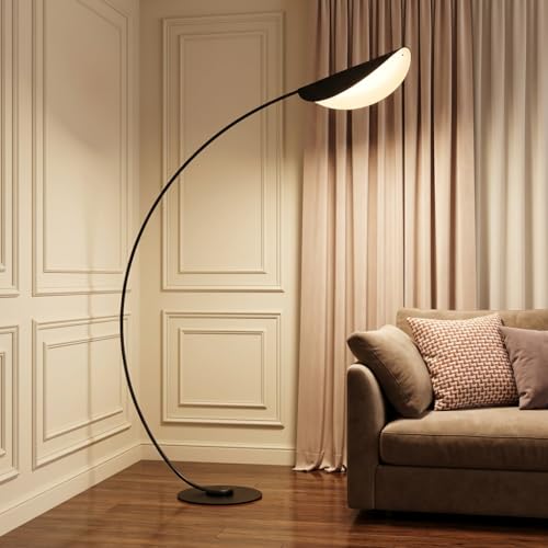 Image of Arc Floor Lamp for Living Room | 3-Color CCT (Warm + Natural + Cold White) | Metal & Acrylic | 185cm Standing Lamp for Bedroom & Office