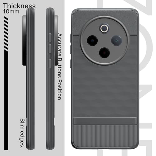 Image of Pikkme Back Cover for Vivo T4 5G / iQoo Z10 5G Soft Grip 3D Hexa Cube Texture Silicone Bumper Case (Grey)