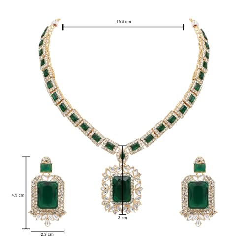 Image of I Jewels Gold Plated Stylish Design Crystal Diamond Necklace & Earrings Jewellery Set for Women