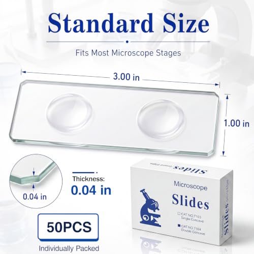 Image of Tellegloww 50 Pcs Pre-Cleaned Double Concave Microscope Glass Slide 3 inch x 1 inch