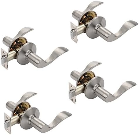 Dynasty Heritage Passage Door Lever for Hall and Closet Interior Keyless Door Handle Satin Nickel Contractor Pack (4 Pack)