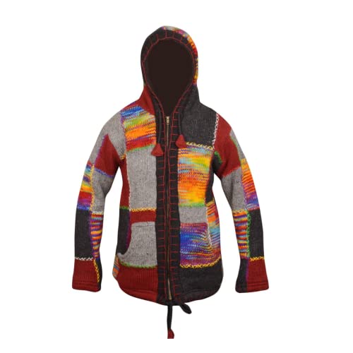Shopoholic Fashion Mens Wool Fleece Patchwork Hippie Jacket, M #TOP2