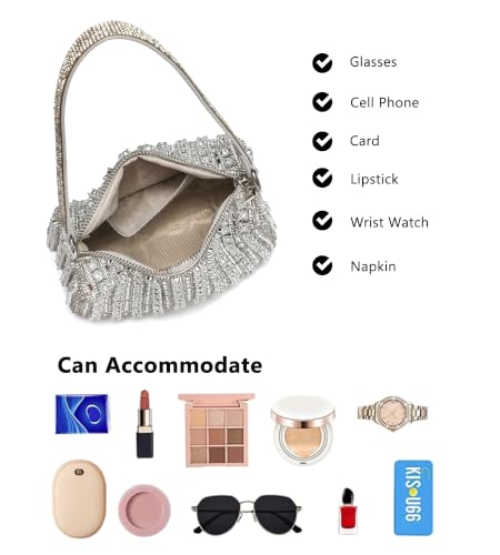 Image of Sweetovo Rhinestone Clutch Purse, Sparkly Evening Bag with Chain for Women