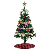 クリスマスツリー オーナメントセット LEDライト付き 足元隠し (120cm, レッド×ゴールド)