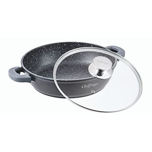 culinario Schmorpfanne 32 cm mit Glasdeckel, schwarz, Antihaft-beschichtet backofen-geeignet Cover