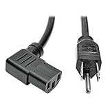 Tripp Lite Standard Computer Power Cord, 10A, 18AWG (NEMA 5-15P to Right Angle IEC-320-C13) 10-ft. (P006-010-13RA) Black