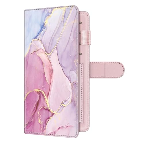 Image of FINTIE Checkbook Cover for Personal Checkbook, RFID Blocking Big Capacity Standard Register Duplicate Checks with Pen Holder, Cards Slots (Marble Pink)