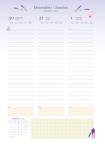 Jandaia - Agenda Planner Universitário Capa Dura 192 Páginas Mystic 2025 Fases Lua