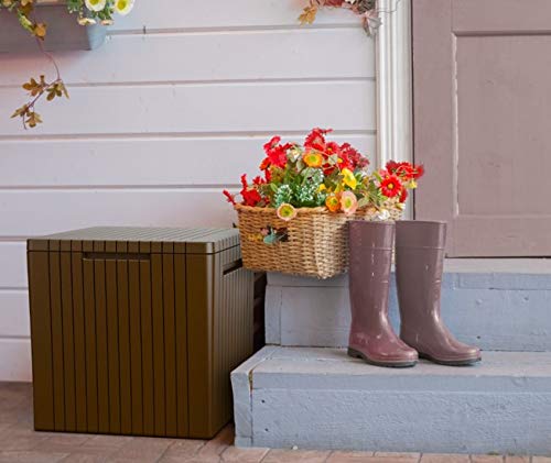 Foto von Keter City Box, Aufbewahrungsbox, Braun, Inhalt: 113L, Maße: HxTxB 55x44x57,8cm, ideal für Balkon und kleine Flächen