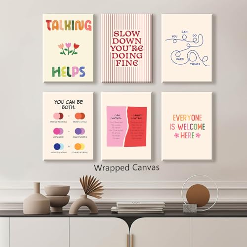 6pcs Mental Health Canvas Wall Art, You Can Do Hard Things Positive Affirmations Poster, Everyone Is Welcome Here Encouraging Print, Circle of Control Therapy Office Wall Decor 12x16in Unframed by Yaasilinage - Used condition - Image 4