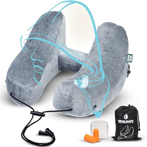 TRVLMATE® Nackenkissen Flugzeug - Nackenkissen Aufblasbar -...
