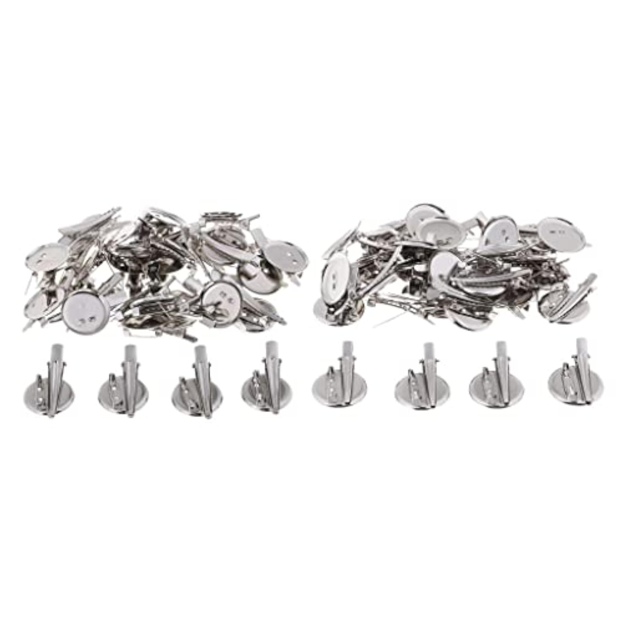 60 Pieces Round Brooch Base Hair Clips Cabochon Blank Tray