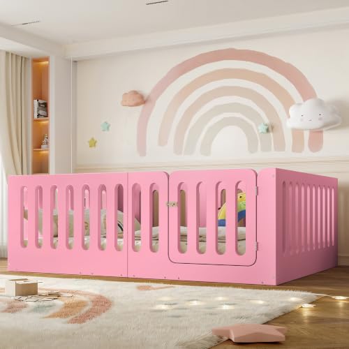 Image of Bellemave Full Montessori Floor Bed Frame,Pink