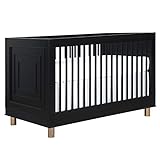 Evolur Loft Art Deco 3-in-1 Convertible Crib in Black, Greenguard Gold Certified, 3 Mattress Height Settings, Features Rounded Spindles, Converts to Toddler Bed & Daybed
