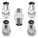 5PCS Metal TV Aerial Co-Axial Plug - 2 Female 2 Male Coaxial Cable Connectors Adaptor for RF Cable, Freeview - Image 1
